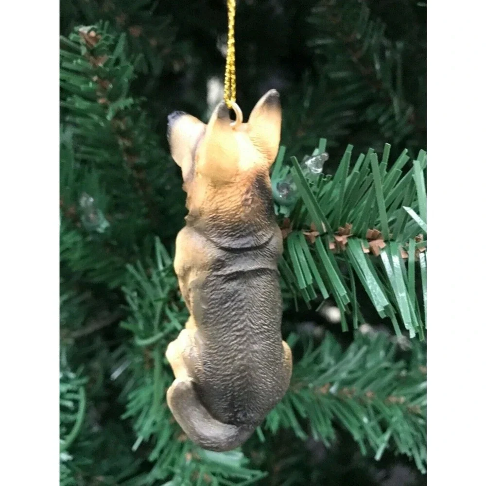 German Shepard Dog Ornament‎ Christmas Tree Tan and Black Raised Paw